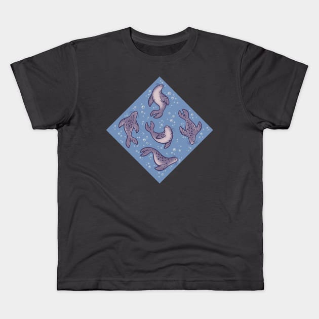 Swimming Seals 1 Kids T-Shirt by DoomedDreamer